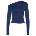 thumbnail image 3 of T-Shirts for Women Long Sleeve Off The Shoulder Basic Tees Business Casual Fall Outfits Women's Tops Size L, 3 of 4