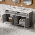thumbnail image 2 of 60'' Bathroom Vanity Set with Ceramic Sink (Separate), Free Standing Single Vanity Set with Soft Closing Doors, Modern Style, Grey, 2 of 9