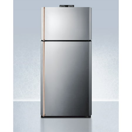 18 cu.ft. break room refrigerator-freezer with stainless steel doors and NIST calibrated alarm/thermometers