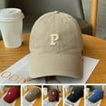 thumbnail image 2 of Unisex Embroidery P Letter Print Extended Brim Adjustable Baseball Hat Sunscreen Visor Sun Hat Fashion Accessories, 2 of 7