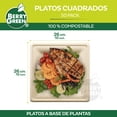 thumbnail image 3 of 50 Platos Cuadrados Ecologicos 26 cm / 10 x 10 Pulgadas Color Café Berry Green PLC10N, 3 of 5