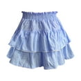 thumbnail image 4 of XIAONU Women's Gingham Tiered Ruffle Mini Skirt Smocked High-Waist Skirt Cute Casual Summer Daily Wear, 4 of 4