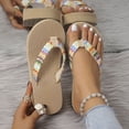 thumbnail image 4 of HNMKIU Bohemia Style High Heeled Platform Flower Custom Womens Flip Flops Summer Beach Sandals Slippers for Women Outdoor Multicolour,6, 4 of 7