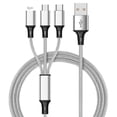 thumbnail image 2 of Data Cable 3 in 1  Anti-winding Stable Output Widely Compatible Fast Charging Nylon Braided Type-C Micro USB 8Pin Mobile Phone Charger Wire for Android for, 2 of 8