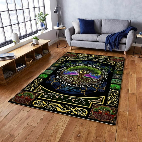 Rectangle Area Rug For Living Room, Bedroom, Tree Of Life Rug As The Universe, So The Soul THH1183R - 3x5 ft.