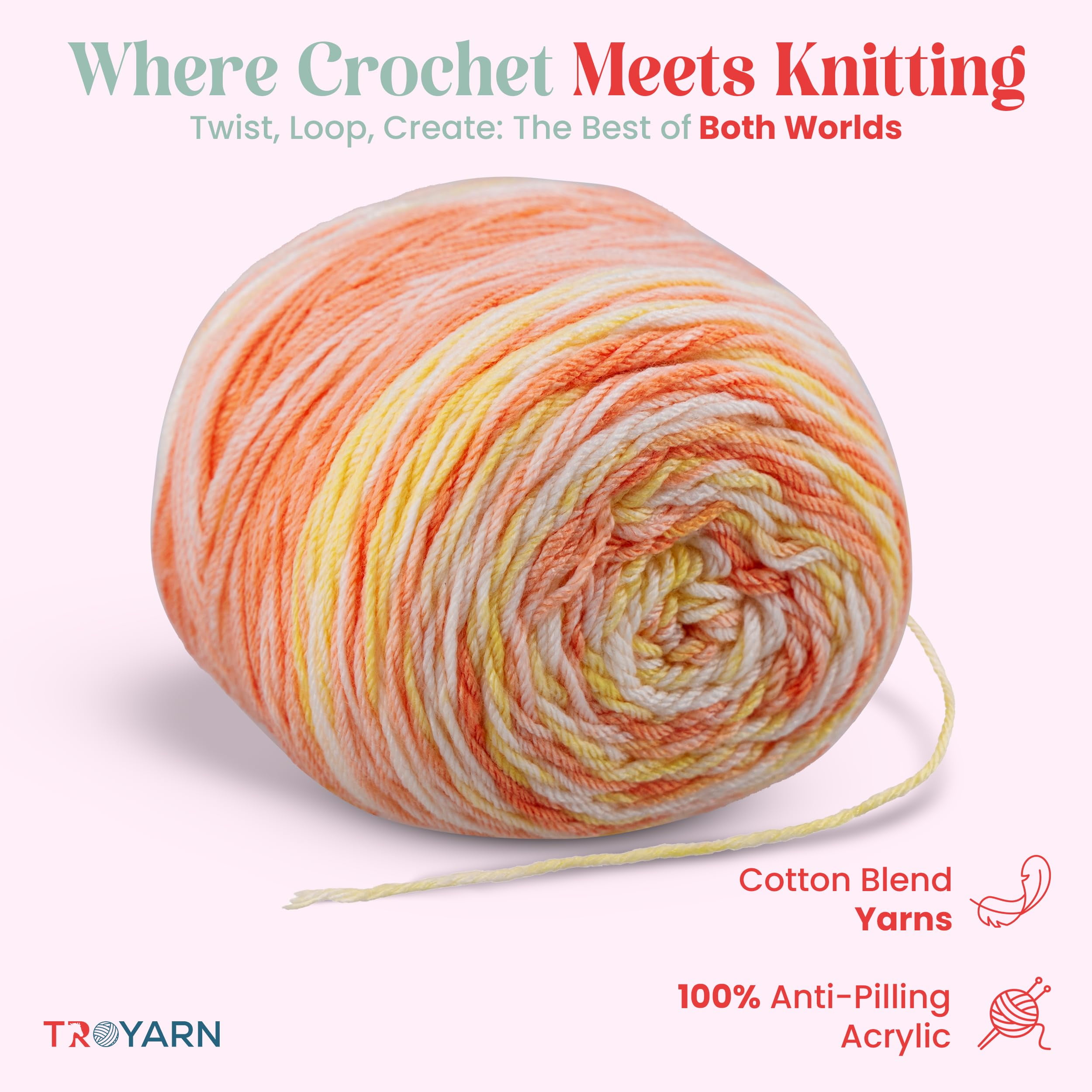 Royal Batik Ombre Yarn for Crocheting - Soft Yarn for Crocheting and Knitting - Rainbow Yarn - 100% Anti-Pilling Acrylic Crochet Yarn 1x140 gr (3- Skeins Pack) (3x383 yds) (10603)