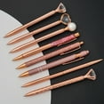 thumbnail image 3 of 3/5/8pcs Rose Gold Ballpoint Pen Set Liquid Sand Glitter Metal Crystal Diamond shape Pen Girly Black Ink Pen Gifts for Wedding Office Desk Supplies, 3 of 9