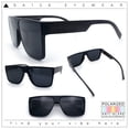 thumbnail image 2 of SA106 Flat Top Polarized Sunglasses for Men Square UV400 Thick Frame Woodgrain Temple Dark Brown Wood Arms, 2 of 6