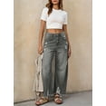 thumbnail image 5 of Women Barrel Leg Casual Jeans Loose Copped Ripped Denim Pants, 5 of 6