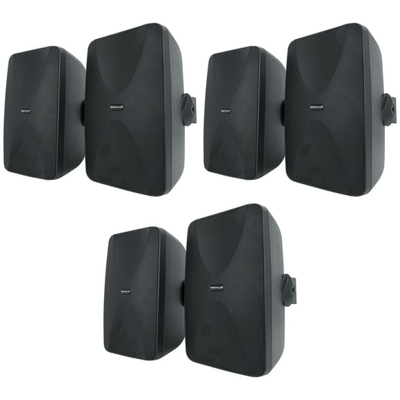 6) Rockville WET-6525B 6.5" 70V Commercial Indoor/Outdoor Wall Speakers in Black