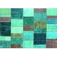 thumbnail image 1 of Ahgly Company Machine Washable Indoor Rectangle Patchwork Turquoise Blue Transitional Area Rugs, 7' x 10', 1 of 4