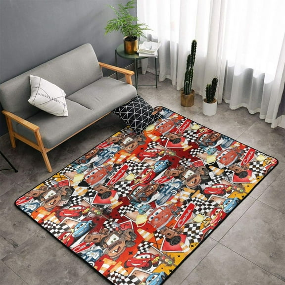 Room Rug Lightning Mcqueen Area Rugs Crawling Non-Slip Floor Mat For Playroom Garden Entry Home Decor 60x39 Inch