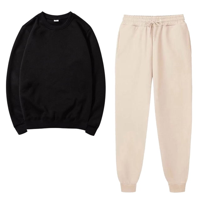Besolor Ensemble 2 Pcs pour Femmes Survêtements Décontractés Pull Col Rond Chandail en Molleton et Pantalons de Jogging Ensembles d'Entraînement Survêtements