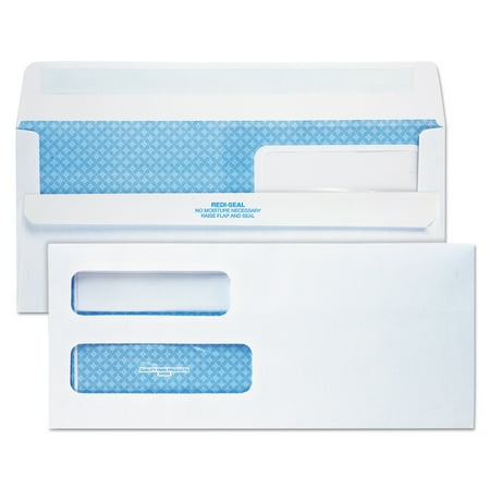 Correspondence Envelopes - Quality Park 2-Window Redi-Seal Security-Tinted Envelope, #10, 4 1/8 x 9 1/2, White, 500/Box