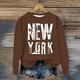 thumbnail image 2 of VBARHMQRT Sweat à Capuche Femme Col Rond Décontracté New York City Imprimé Lettres Anglaises, 2 of 3