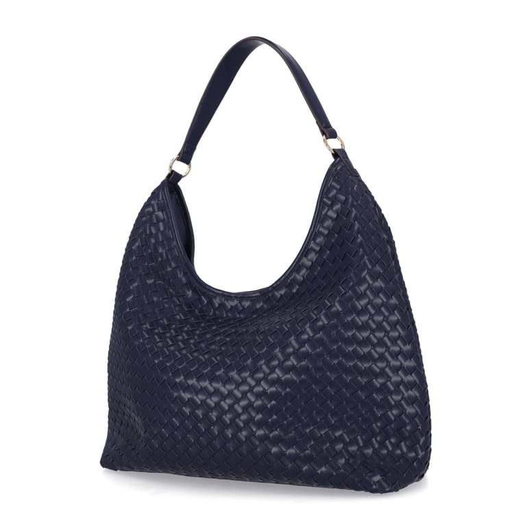 Scenario Women's Hobo Bag, Dark Navy Woven Faux Leather photo 2