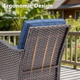 thumbnail image 6 of Opohoro 3 PCS Outdoor Swivel Chair Set with Square Side Table, Brown PE Rattan Patio Rockers with Steel Armrests and Blue Cushions for Porch or Backyard, 6 of 12