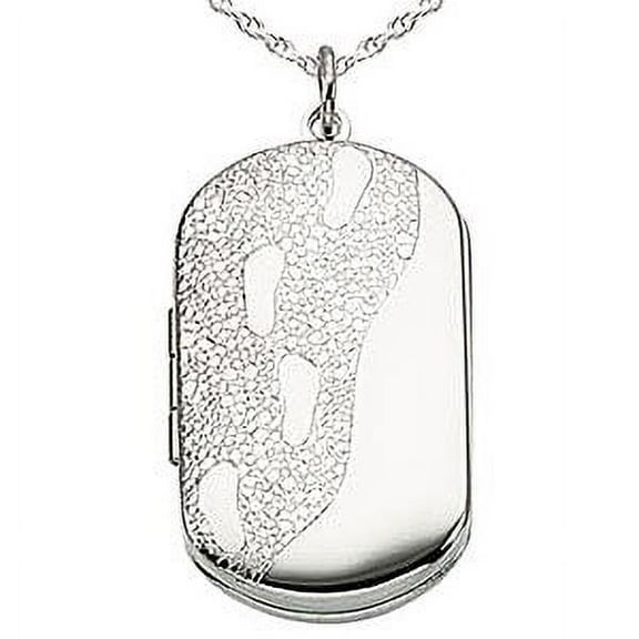 PicturesOnGold.com Sterling Silver Foot Prints Dog Tag Photo Locket