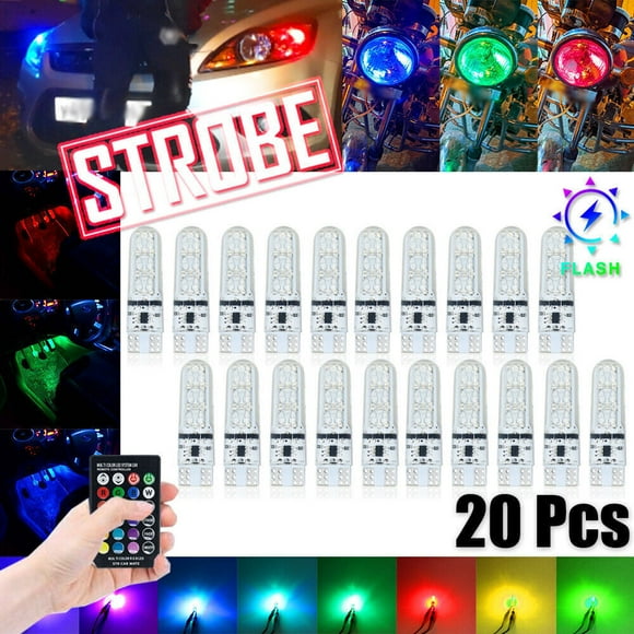 20x Multi-Color RGB T10 168 194 LED Bulbs Remote Control Car Parking Lights-