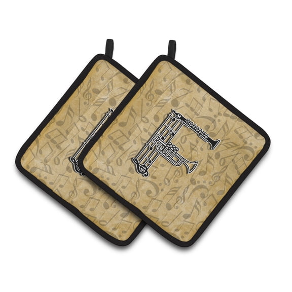 Carolines Treasures CJ2004-FPTHD Letter F Musical Instrument Alphabet Pair of Pot Holders, 7.5HX7.5W, multicolor