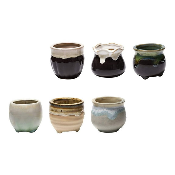GETAJGHSD 6-Pack Ceramic Bonsai Flower Pots for Plants, Assorted Colors, and Decorative Plant Storage