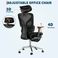 thumbnail image 5 of Ataujin Ergonomic Office Chair with Breathable Mesh Back, High Back Support, 3D Adjustable Armrests, Dynamic Lumbar Support, Smooth Rolling Wheels, and Foot Pad, Comfortable Desk Chair, 5 of 9