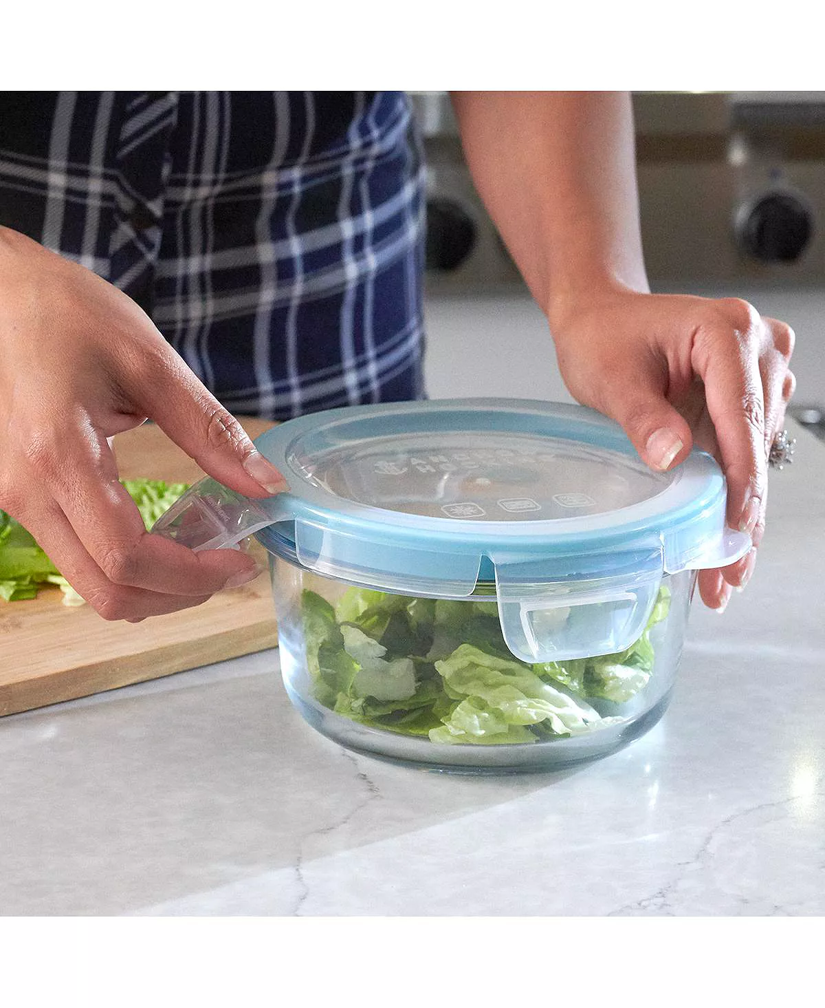 (2 pack) Anchor Hocking TrueLock Locking Lid Glass Food Storage Containers, 4 Cup Round