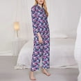 thumbnail image 3 of Haiem Skull Flower Blue Pattern Women’s Long-sleeve Sleepwear,Sleepwear Set,2-piece Loungewear Set,Soft PJs Comfy Nightwear with Pockets-X-Large, 3 of 7