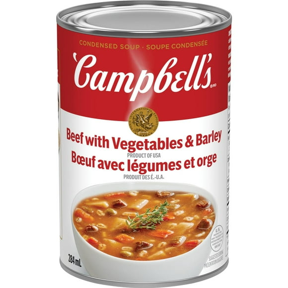 Campbell's® Condensed Beef with Vegetables & Barley Soup, Shelf Stable, Condensed Soup, 284 mL