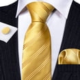 thumbnail image 3 of Barry.Wang Stripe Ties for Men Set Pocket Square Cufflinks Check Necktie Set Formal Silk, 3 of 4