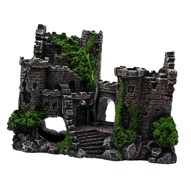 Decoración de castillos para acuarios, escondites, cuevas de piedra, castillos realistas, escondites medievales. Estilo D