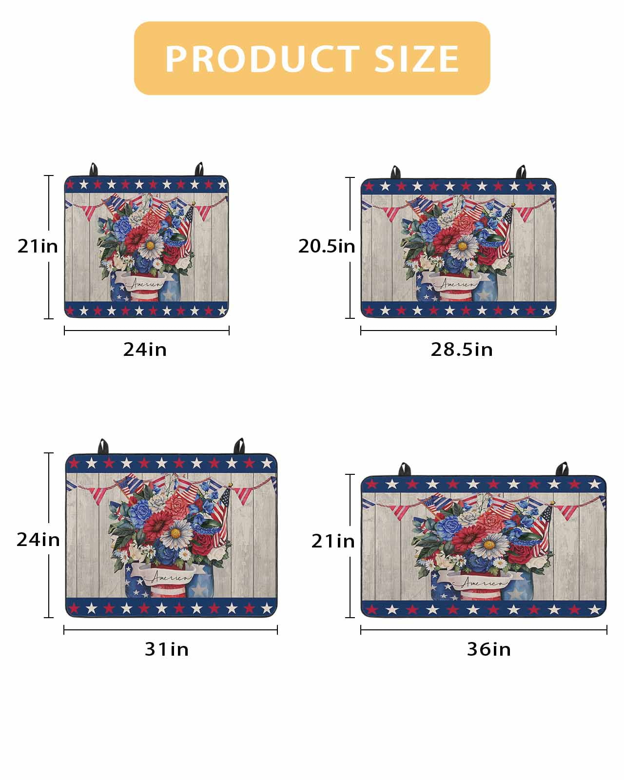 nqOlkjepod Large Induction Cooktop Protector Mat 36"x21", 4th of July Stove Top Covers for Electric Stove, Blue Red Floral Vintage Independence Day Stove Burner Cover Mats, Glass Top Stove Cover