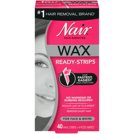 Nair Hair Remover Wax Ready-Strips for Face & Bikini, 40 (Best At Home Eyebrow Waxing Kit)