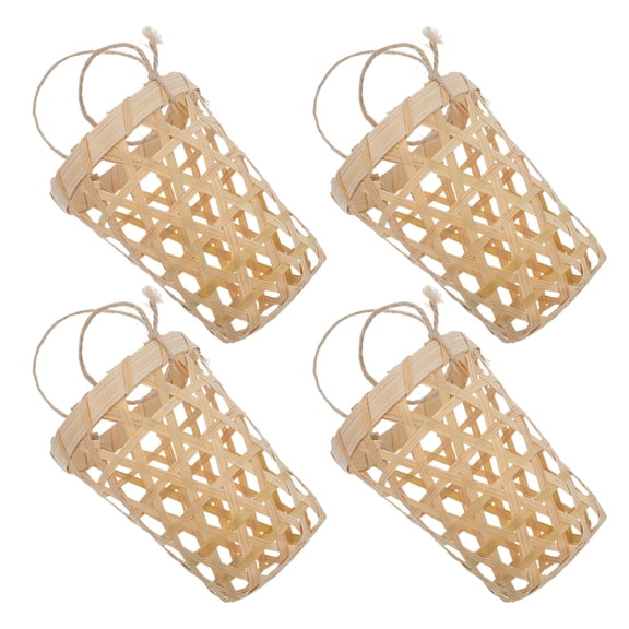 RENACLIPY 4Pcs Brown Bamboo Wall Hanging Planter Baskets for Rustic Farmhouse Home Decor