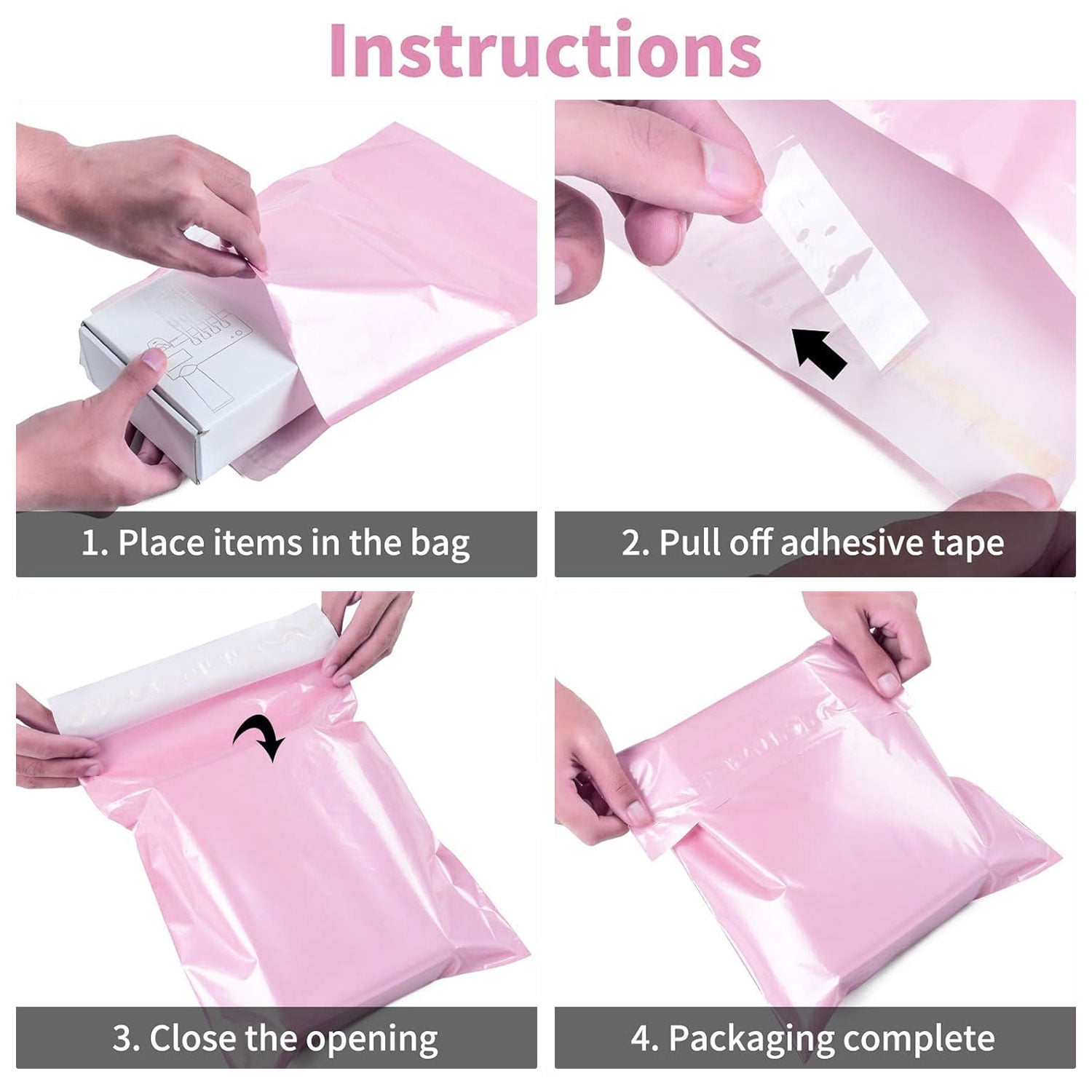 100Pcs Large Poly Mailers, 19 x 24 inch Pink Waterproof and Tear-Proof Self Adhesive Large Shipping Bags, Strong Thick Mailing Bags for Clothing, Small Business