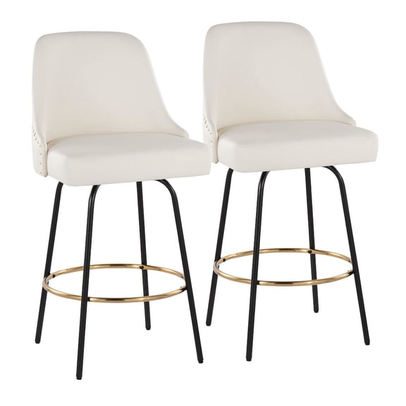 LumiSource Studded Marcel 27" Fixed-Height Counter Stool - Set of 2