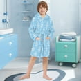 thumbnail image 5 of FORMRS Niños Bathrobe Unisex Hooded Robe Soft Plush Pajamas Sleepwear, Size 2-3T, Snowflake Pattern, 5 of 7