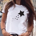 thumbnail image 2 of Pompotops Women Plus Size Light Star Print Shirt Short Sleeve T -Shirt Blouse Tops, 2 of 7