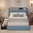 thumbnail image 6 of GarveeHome Full Upholstered Bed Frame with Storage Headboard & 2 Drawers, Boucle Fabric Platform Bed with Bookcase, No Box Spring Needed, Easy Assembly, Blue, 6 of 6