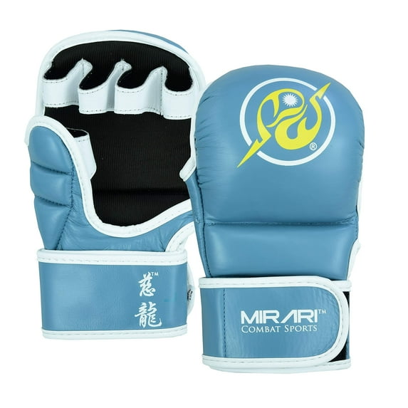 MIRARI MMA Hybrid Gloves (Slate Blue White, Medium)