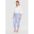 thumbnail image 2 of Women's Plus Size WAX Distressed Frayed Hem Skinny Jeans, 2 of 4