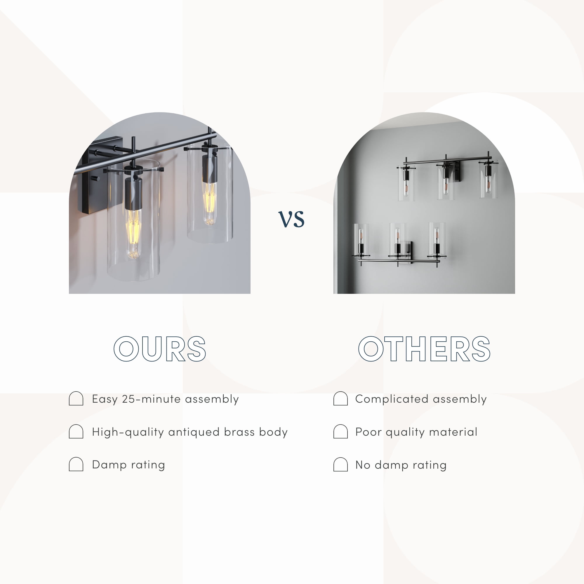 Nathan James Heidi 3-Lights Bathroom Vanity Light Fixture with Black Metal Frame and Clear Glass Shade