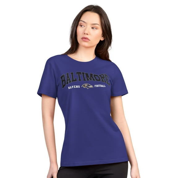 Women's G-III 4Her by Carl Banks Purple Baltimore Ravens Super-Slim Lightweight Winning Crew T-Shirt