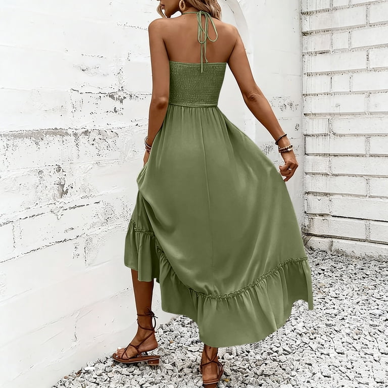 ladies green summer dress maxi halter neck summer dress Ella Maxi Dress