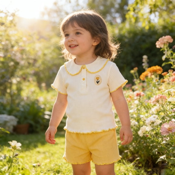 MEZZALL Child Girls Summer Outfit Sets Short Sleeve T-Shirts Tops And Shorts Separates Comfy Casual Playwear Toddlers Kids O-Neck Stylish Daily Clothes Sets