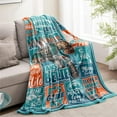 thumbnail image 2 of Football Throw Blanket 60"x50", Football Team Color Gifts for Miami Fans, Football Lovers Gifts, Super Cozy Soft Living Room Flannel Blanket, 2 of 6
