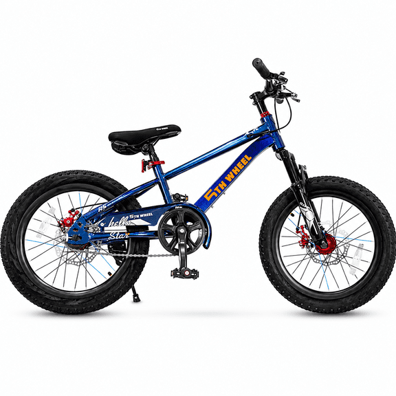 5TH WHEEL KB10-18 Kids Bike for Boys & Girls Ages 6-9, 18-Inch Bicycle for Riders 41-57 In, Adjustable Seat & Handlebar, Blue