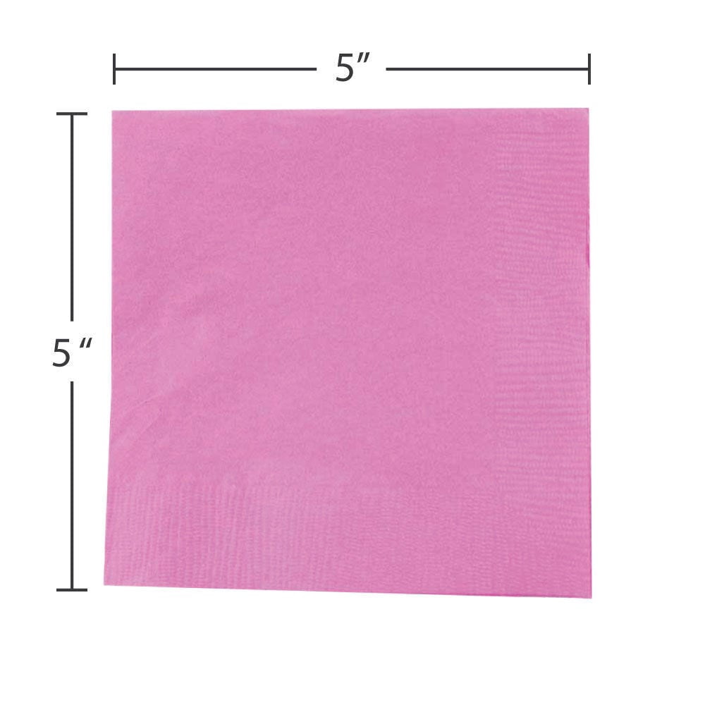 JAM Paper Small Beverage Napkins, 5 x 5, Pink, 40/Pack