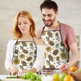 thumbnail image 5 of White Sunflower Seed Pattern Apron-Garden Aprons for Women with Pockets-Cotton Linen Waterproof Kitchen Cooking Gardening Aprons Adjustable for Kitchen,Cooking,BBQ and Salon 33x27 Inch, 5 of 7