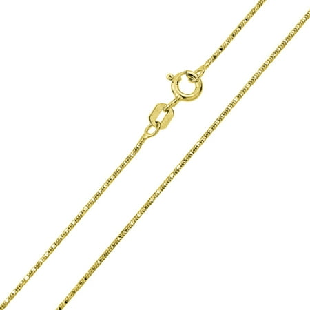 Silverplate Snake - Sterling Silver Italian Chain Necklace 0.8mm 14K Gold Plated Round Snake Chain ( 16, 18, 20, 24 Inch ) - 20